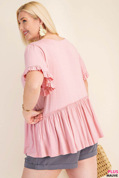 7275 Top con volantes y mangas acampanadas Gracie - ¡Reg & Plus!