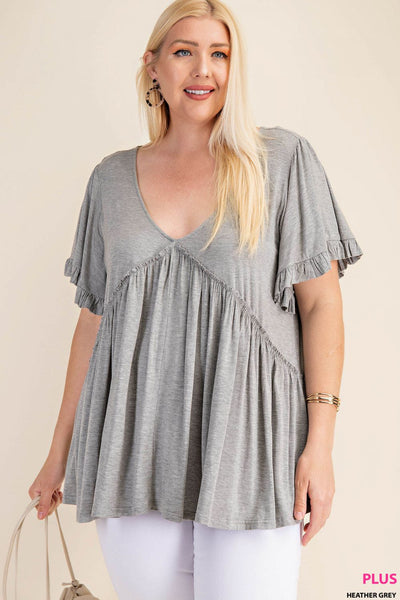 7275 Top con volantes y mangas acampanadas Gracie - ¡Reg & Plus!