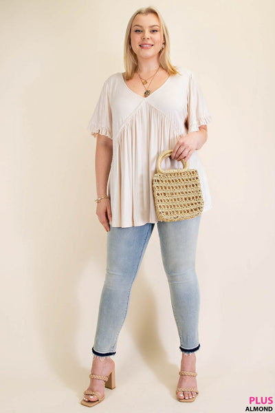 7275 Top con volantes y mangas acampanadas Gracie - ¡Reg & Plus!