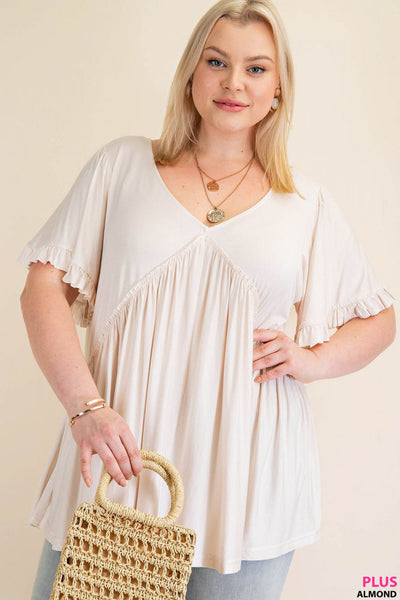 7275 Top con volantes y mangas acampanadas Gracie - ¡Reg & Plus!