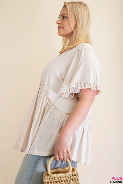 7275 Top con volantes y mangas acampanadas Gracie - ¡Reg & Plus!