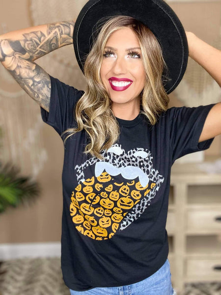 45813 Caren Pumpkin Rocker Labios Camiseta gráfica