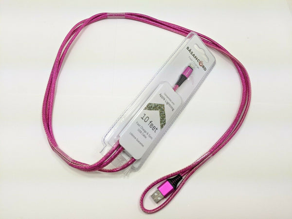 PAPP Apple-Compatible Lightning Cord Basan 10 Foot Charging Cord with Lifetime Replacement Warranty,Military Grade