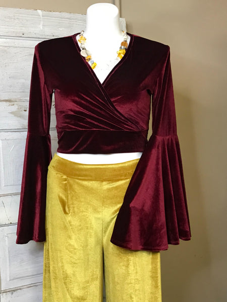 1231 Roxy Pantalones rectos de terciopelo dorado