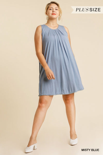 4884 Tina Vestido recto básico sin mangas con cuello redondo