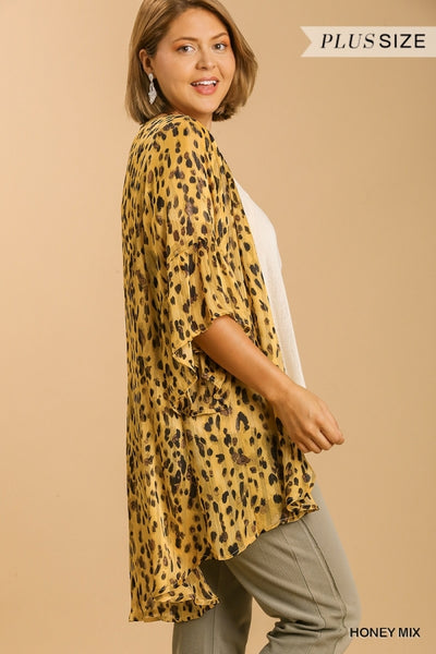 Marlene Sheer Animal Print Kimono w/ Metallic Threading - Reg & Plus!