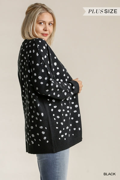 6075 Stormi Polka Dot Hand-Stamped Sweater Cardigan - Reg & Plus!