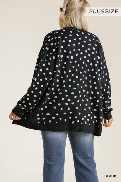 6075 Stormi Polka Dot Hand-Stamped Sweater Cardigan - Reg & Plus!