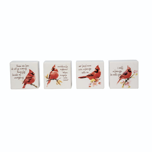 Ceramic Cardinal Block Decor