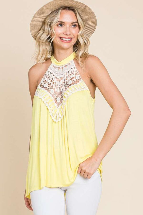 Andie Lace Panel Sleeveless Round Neck Top - ONLINE EXCLUSIVE!