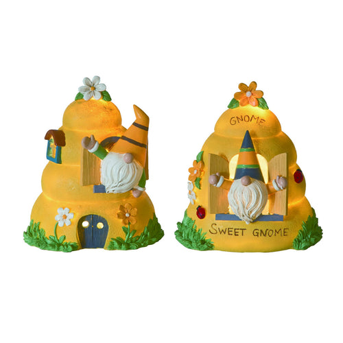 Resin Light Up Gnome Bee House Decor