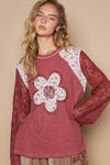 Cason Lace Sleeve Thermal Top by POL