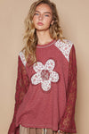 Cason Lace Sleeve Thermal Top by POL