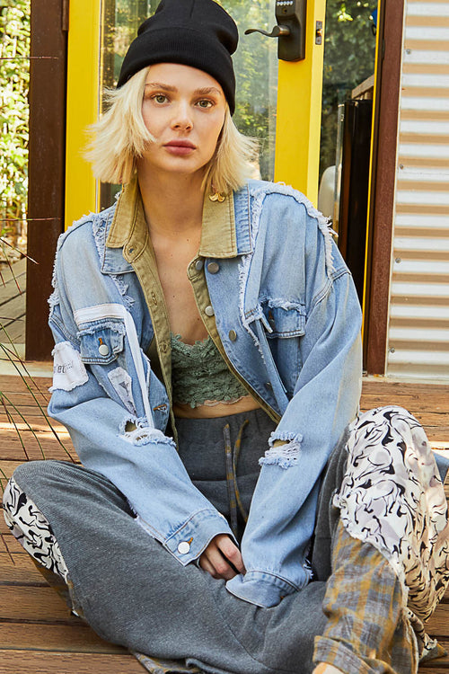 Elisa Relaxed Fit Boyfriend Denim Jacket by POL