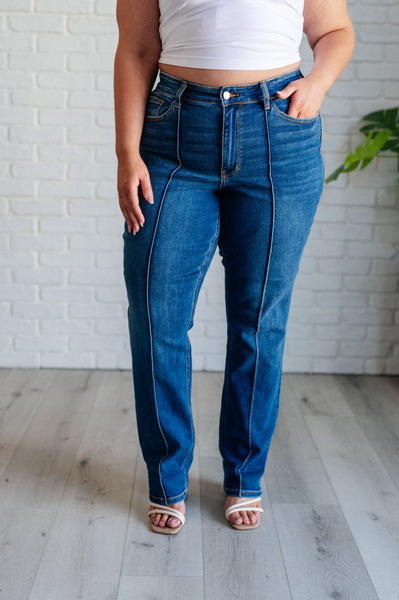 Campbell High Rise Center Seam Detail Straight Jeans - ONLINE EXCLUSIVE!