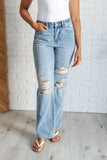 88671   Ettie Hi-Rise Rigid Magic 90's Destroyed Straight Leg Judy Blue Jeans