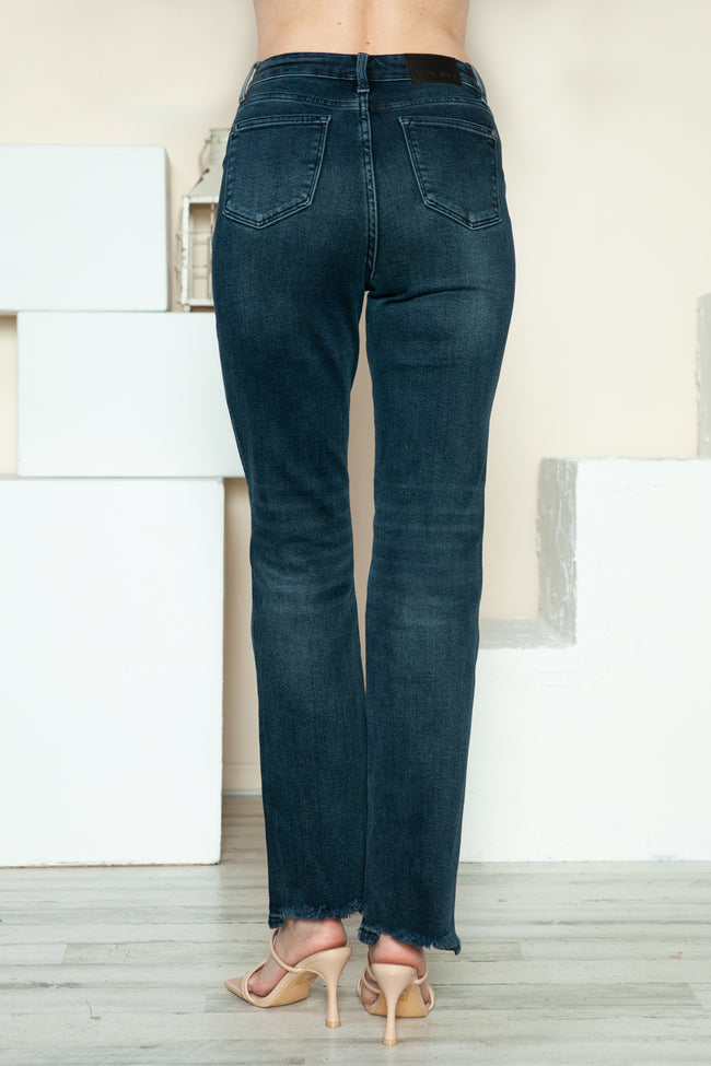 Meaghan Mid-Rise Button Fly Hem Destroy Straight Judy Blue Jeans - ONLINE EXCLUSIVE!