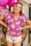 Blusa floral con muescas y volantes Allie - ¡EXCLUSIVO EN LÍNEA!