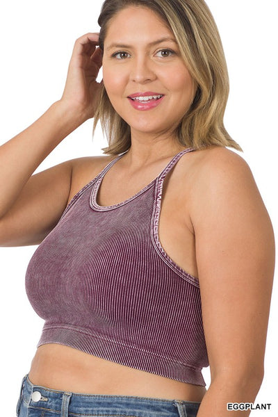 Cerise Plus Stonewashed Ribbed Seamless Cropped Cami Top – True Betty  Boutique