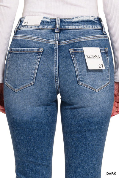 Giada 2-Button Bootcut Zenana Jeans w/ Center Seaming