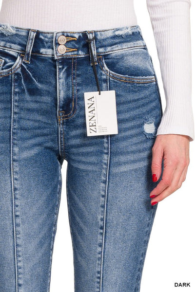 Giada 2-Button Bootcut Zenana Jeans w/ Center Seaming – True Betty Boutique