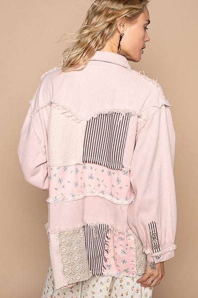 Arianna POL Raw Hem Patchwork Dropped Shoulder Jacket - ONLINE EXCLUSIVE!