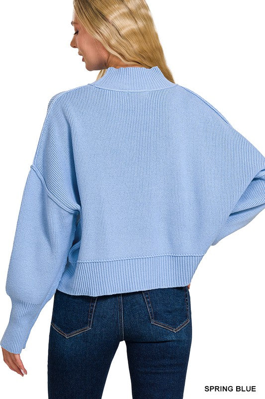 Candi Side Slit Oversized Cropped Sweater