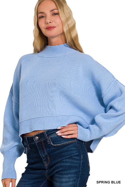 Candi Side Slit Oversized Cropped Sweater
