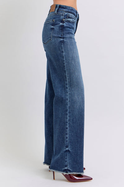 Becki Mid-Rise Raw Hem Straight Leg Judy Blue Jeans - ONLINE EXCLUSIVE!