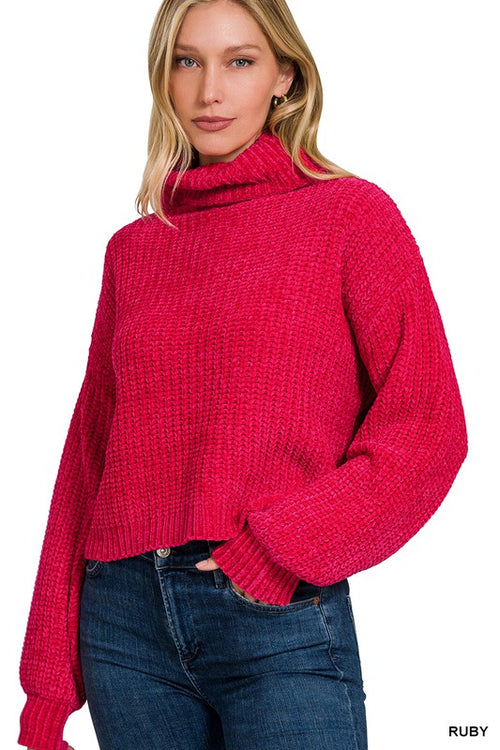 Michele Chenille Loose Cowl Neck Sweater