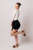 2828   Bentli Hi-Rise Side Tie Judy Blue Denim Skort in Black
