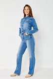 88719 Mono ajustado de pierna recta y manga larga Calista de talle alto de Judy Blue Jeans