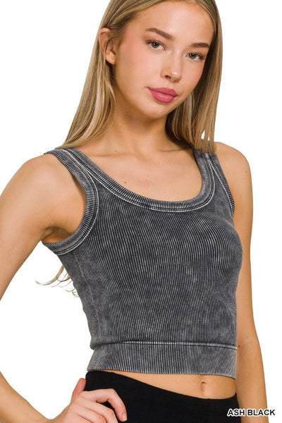 Luci Stonewashed Ribbed Cropped Top