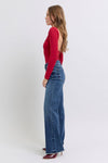 Becki Mid-Rise Raw Hem Straight Leg Judy Blue Jeans - ONLINE EXCLUSIVE!