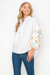 Camisa de popelina de algodón Willow con bordados y destellos