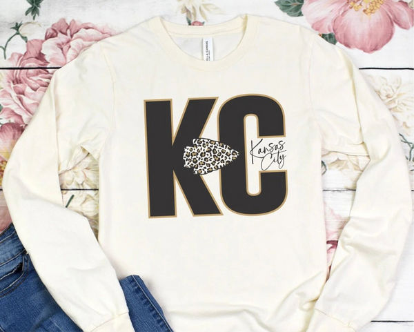 Kansas City Leopard Natural Heather Long Sleeve T-Shirt