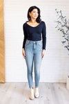 88767  Justine Hi-Rise Tummy Control Contrast Wash Skinny Judy Blue Jeans - ONLINE EXCLUSIVE!