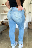 Rosalyn Hi-Rise Distressed Patch Pockets Straight Leg Judy Blue Jeans - ONLINE EXCLUSIVE!