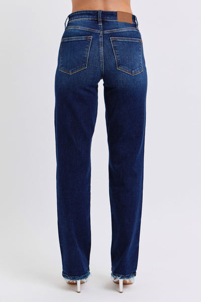 Rylan Hi-Rise Raw Hem Straight Leg Judy Blue Jeans - ONLINE EXCLUSIVE!