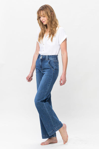 Elisha Hi-Rise Double Button Wide Leg Judy Blue Jeans - ONLINE EXCLUSIVE!