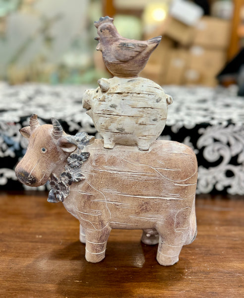 Rustic Farm Animal Stack Decor