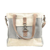 Gray & Cream Mixed Fabric Crossbody Bag