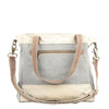 Gray & Cream Mixed Fabric Crossbody Bag