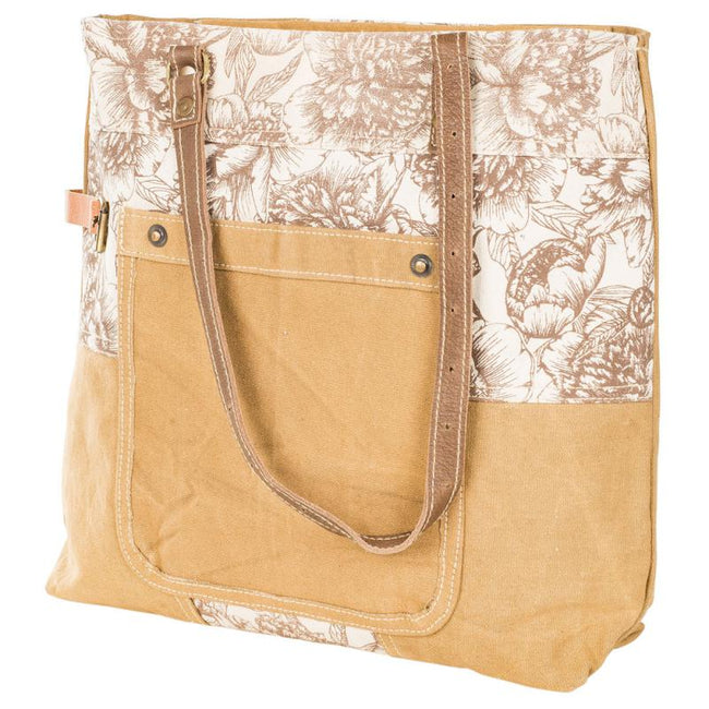 Cream Floral Tote Bag