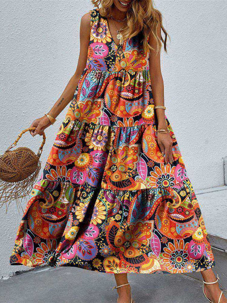 Tasha Ruffled Sleeveless Tiered Maxi Dress with Pockets - ONLINE EXCLUSIVE!