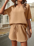 Kelsie Waffle-Knit Half Sleeve Top and Shorts Set - ONLINE EXCLUSIVE!