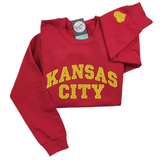 Kansas City Gold Glitter Applique Dark Red Crewneck Sweatshirt