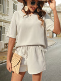 Kelsie Waffle-Knit Half Sleeve Top and Shorts Set - ONLINE EXCLUSIVE!