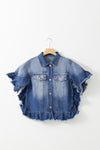 Sadie Ruffled Raw Hem Half Sleeve Denim Top - ONLINE EXCLUSIVE!