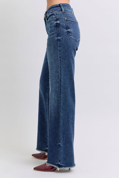 Becki Mid-Rise Raw Hem Straight Leg Judy Blue Jeans - ONLINE EXCLUSIVE!